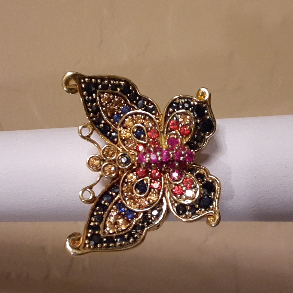 925 Genuine  Multi Sapphire and Ruby Butterfly. - Picture 11 of 15